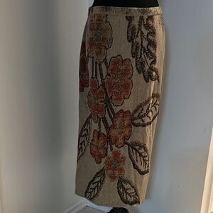 NWT Peruvian Connection Elegant Beige Floral Skirt